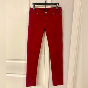 White House Black Market burgundy jeans, size 4R slim leg.